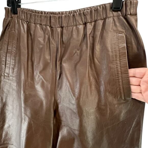 Vintage 90s Charles Klein Leather Pants S Chocolate Brown High Rise Retro Moto - Picture 4 of 14